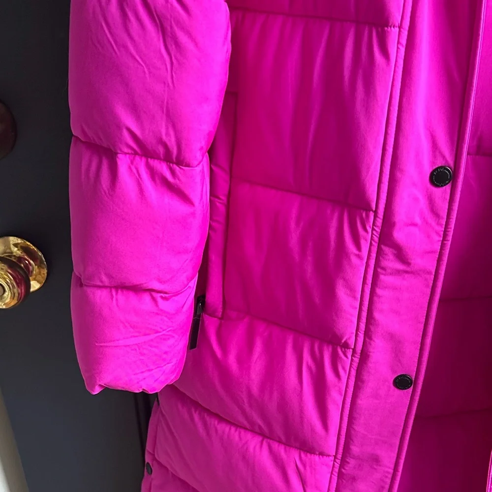 BCBG Bold Pink Long Puffer Coat - Picture 3 of 6